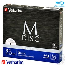 Verbatim BD-R M-DISC 25GB 5장 블루레이디스크 DBR25RMDP5V2 DVD 공시디 버바팀 엠디스크