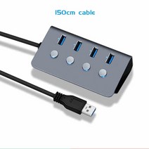 usb멀티허브 포트 노트북 PC 하위 제어 스위치 4 3.0 허브 알루미늄 합금 케이블, 150cm No Charger