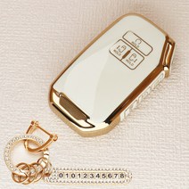 튜모 기아 K3 K5 K7 K8 K9 스포티지 쏘렌토 카니발 EV6 니로 스팅어 모하비 레이 모닝 TPU 골드라인 스마트키케이스 키링, KN-03, 골드오링-아이보리