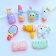 귀여운 레진 일상 용품 플랫 백 카보숑 스크랩북 헤어 보우 센터 장식 DIY 액세서리 10 개, [10] Mixed