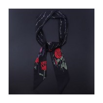 방도스카프 트윌리 방도 스카프 Pobing 장미 꽃 여성 실크 머리 넥타이 핸들 가방 리본 미니 롱 hijab 130*7 cm