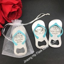 신랑함 결혼 상자 결혼식 호의 및 선물의 맞춤형 게스트 100 개-신랑과 신부 이름 쇼 상단 플립 플롭 병따, 09 purple in bag