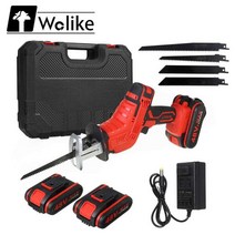 Wolike 48V 4000 분당회전수/분 무선 왕복 톱 가변 속도 전기 세이버 목재 절단, [01] 2 Battery, [01] EU