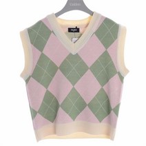 셀덴 NC02 파스텔 자가드 조끼 크림 EDVK22251, 크림／120