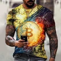 기념주화 비트코인선물 모형소품폭발적인 2022 봄과 여름 새로운 반팔 Bitcoin 3D 인쇄 된 t-셔츠 거리 동, 07 dyp-2286_07 2XL