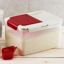 신선 사각 진공 쌀통 10KG 계량컵 포함 잡곡 보관 통 쌀 독 커피 원두 투명 플라스틱