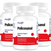 머스핏 폴리코사놀 심장 혈관 순환기 콜레스테롤 지원 20mg 100 베지캡슐(3팩 3개월분), 3팩, 100캡슐