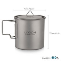 티타늄컵 Lixada-티타늄 물 머그잔 야외 캠핑 식기 휴대용 생존 피크닉 세트 컵 여행 커피 차 주전자 손잡, 한개옵션1, 06 650ml