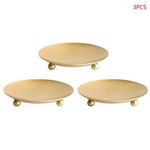 3pcs 소박한 단철 접시 캔들 홀더 스탠드 캔들 라브 룸 LED 왁스 캔들 스파 웨딩 장식, 황금