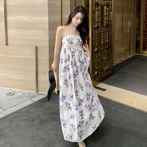 프렌치 레트로 튤립 자카드 브라탑 원피스 여름신상 바캉스룩 스타일리쉬 롱스커트녀
