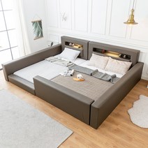 미코퍼니처 카밀라 저상형 패밀리침대 국내제작+CL라텍스독립매트리스, 둥지형_초코, LED