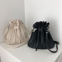 담찌마켓 여자 플리츠 데일리 아코디언 버킷 복조리백 가을코디 여행 보조 숄더백 가을원피스 니트 플리츠 패션룩 꾸안꾸 레더 크로스백 4col mo2128