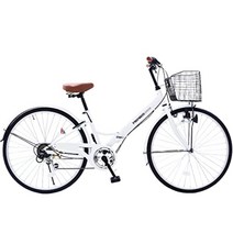일본 접이식 시티 자전거 26인치 시마노 6단 생활 짐 아줌마 여자 여성용 자전거, 화이트