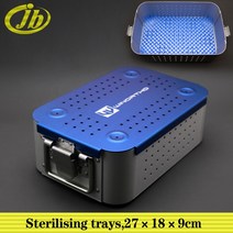 오토클레이브 고압증기멸균기 멸균 트레이 27*18*9cm 수술 수술기구 오토 클레이브 살균 상자 알루미늄 합, 01 Blue