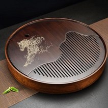 회전 트레이 천연 대나무 차 테이블 트레이 중국 세트 보드 배수 물 저장 주방 액세서리, 7.L