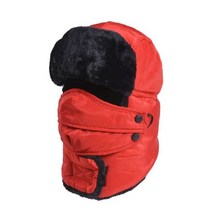 Winter Hat Bomber Hats for Women Men Earflap Ski Mask Fur Beanie Skullies Thick Warm шапка же, 55-65cm, red