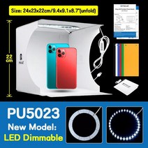 Puluz 토이 스튜디오 라이트 박스 3 모델 Led 접이식 빈티지 슈 텐트 키트 6/12 매장용 화면, 03 20cm Ring LED