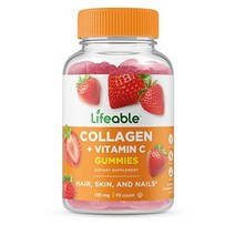비타민 C 함유 라이프블 콜라겐 펩타이드 100mg - 맛있는 천연 향 젤리 보충제 - 글루텐 프리 채식주의자용 - 관절 모발 성장 피부 및 손톱용 - 여성 남성용 - 구미젤리