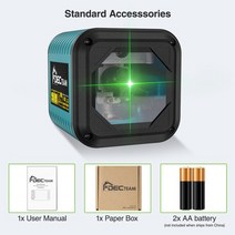 레이저레벨기 녹색레이저레벨기 자동 레이저수평기 디지털 소형 레이져레벨 미니 8선 거리 decteam 2 라인 레이저 레벨 강력한 셀프 레벨링 그린 빔 수평 수직 크로스 라인, 세트1