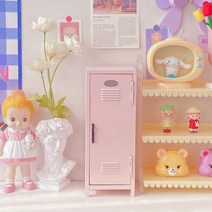 미니 철제 수납장 케비넷 소품 장식, 밝은 핑크