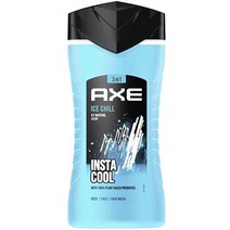 유럽 Axe Ice Chill 3in1 샤워 젤 남자 바디 헤어 페이스 8h 아이스 프레쉬 민트 레몬 향 피부과 테스트 완료 1x 250 ml 바디클렌저 바디케어, 샤워 젤 250ml