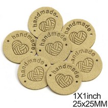 20Pcs 라운드 가죽 태그 하트 원사 공 수제 레이블 모자 손으로 만든 바느질 액세서리 1inch, 02 01