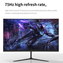 24인치모니터 포터블모니터 JSHIX-23.8 인치 모니터 1080P 75Hz 평면 곡선 디스플레이 화면 데스크탑 컴퓨, 01 Black Straight