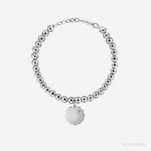 쿠키 각인 탄생석 실버 볼 미아방지 팔찌, 4월 크리스탈, baby 15cm