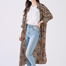 BSO 7005 여자호피무늬롱가디건원피스로브가디건