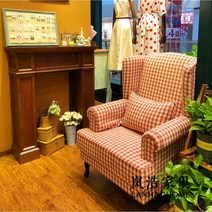 인테리어 레트로 체크 꽃 미국 복고풍 싱글소파 엔틱 1인용 소파 빈티지, 01.싱글, 06.Ftype