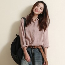 블랙미 LAVINA 여성 봄 여름 가을 마 혼방 난방셔츠 M003