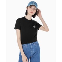 [캘빈클라인 진] [CK] 여 블랙 레귤러핏 스몰 모노그램 로고 반팔 티셔츠 J218883