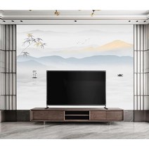 멍석 수묵 산수화 뉴차이나스타일 TV배경벽 벽지 벽화 3d XXXXX초기화 거실 부직포 촬영 벽그림, T06-도 6