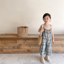 체크 나시 오버롤즈 점프수트 여아 여름