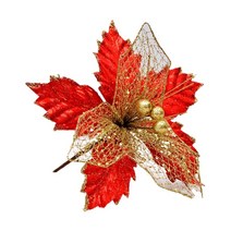 크리스마스 인공 꽃 22cm 시뮬레이션 Xmas 나무 절단을위한 DIY 꽃 결혼 휴가 파티 장식 단순한 관대 한 디자인 꽃 머리, Red