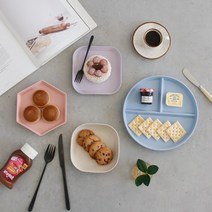 체리하우스 에타홈 체리하우스 바이오 PP 컬러 접시 4type 4color, 정사각(베이지), 단일옵션