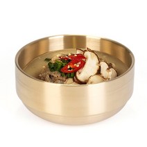 [YM] 키친아트 금상첨화 티타늄 이중 면기 그릇 반찬 접시 종지 대접 컵 수저세트 업소용, 이중탕기 중 17cm, 1개