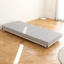 무인도 바닥침대 철제침대 1층침대 싱글침대 기숙사 원룸, 프레임(화이트)-스트라이프천