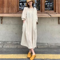 봄가을 여성원피스 긴팔 롱원피스 린넨 루즈핏 빅사이즈