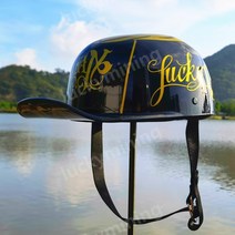 빈티지 전동킥보드헬멧 경량 할리 오토바이 여름 반모 스냅백헬멧, L, BQ-1 블랙 골드 럭키