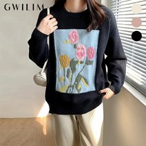 (귈림) 플라워 포인트 라운드넥 니트(GAWKN004P)