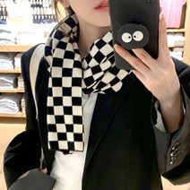 4컬러 바둑 체크 니트 머플러 따뜻한 두가지 사이즈 바둑무늬 겨울패션 포인트
