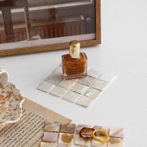 메인홈 자개 코스터 스퀘어 트레이 소품 컵받침, 자개코스터 - 믹스쉘 L