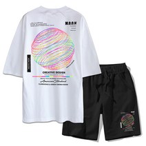 남녀공용 빅사이즈 5부오버핏 오션 + 반바지 오션 트레이닝세트