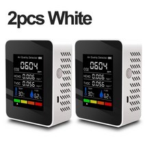 공기측정기 공기질측정기 온습도계 5in1 co2 meter air quality detector 디지털 온도 습도 테스터 이산화탄소 tvoc hcho 감지기 휴대용 co2, 2-자주색