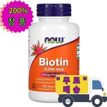 나우푸드 바이오틴 비요틴 비오틴 5000mcg 120 베지 캡슐 아미노산 이뮨 서포터, 1개, 기본