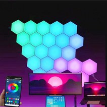 아크릴무드등 터치 센서 LED 야간 조명 민감한 육각형 양자 램프 모듈식 육각형 창의적인 장식 벽 1-24 PCs, 23.Touch RGB - 24 PCS Full Set