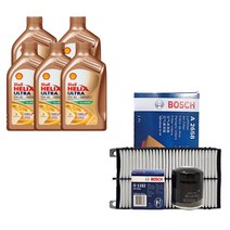 LF소나타 2.4 가솔린 쉘 힐릭스 울트라 0W40(5L)/SP 보쉬 필터 엔진오일세트 1182-2658