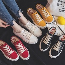 4컬러 스니커즈 뮬 캔버스뮬 슬립온 여자단화