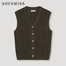 쉬즈미스 버튼다운 브이넥 니트 베스트 SSKVTM31020 BR